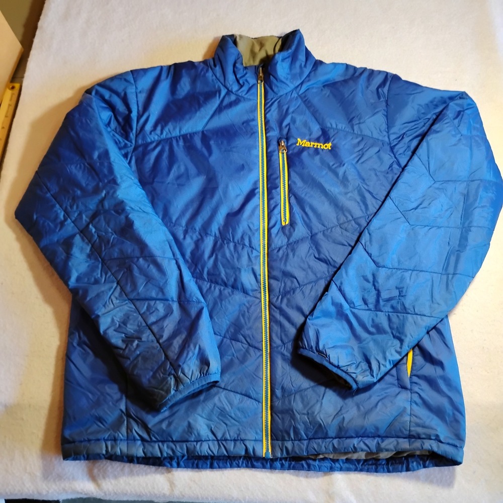Marmot Mens XL Blue Quilted Insulated Puffer Jacket Full Zip V40420-2-MXP2